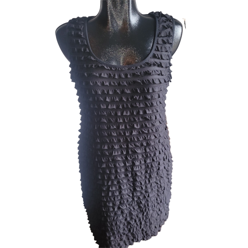 Ronni Nicole Black Tiered Frilly Ruffled Sleeveless Sheath Dress 14